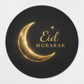Luxury Black & Gold Eid Mubarak Stickers– Elegant Labels (Design 2)