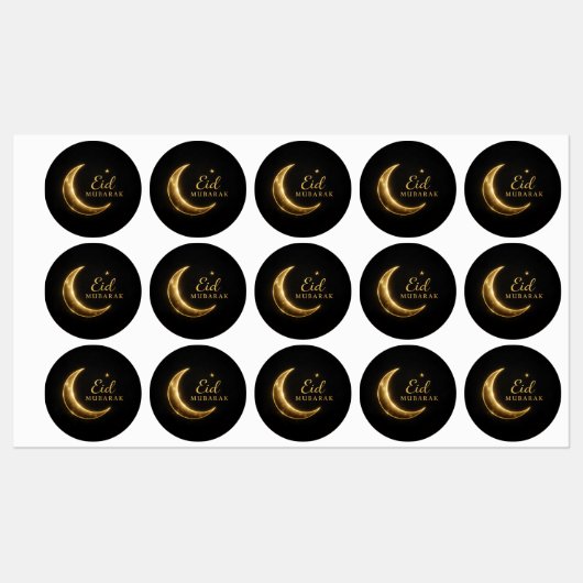 Luxury Black & Gold Eid Mubarak Stickers– Elegant Labels (Vel)