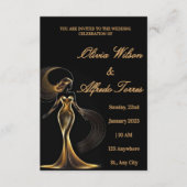 Luxury Black & Gold Elegant Wedding Invitation Informatiekaartje (Voorkant)