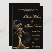 Luxury Black & Gold Elegant Wedding Invitation Kaart (Voorkant / Achterkant)
