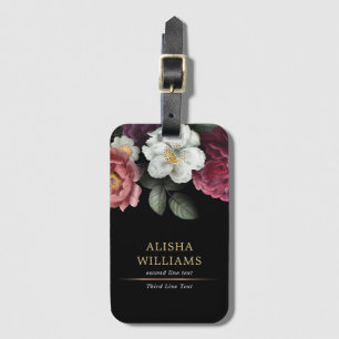Luxury Black Gold Floral Business op maat Bagagelabel