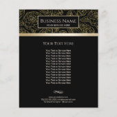 Luxury Black & Gold Floral Pattern Salon & Spa Flyer (Voorkant)