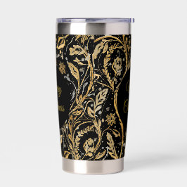 Luxury Black Gold Flowers Pattern, Merry Christmas Geïsoleerde Drinkbeker