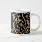Luxury Black Gold Flowers Pattern, Merry Christmas Grote Koffiekop (Rechts)