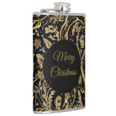 Luxury Black Gold Flowers Pattern, Merry Christmas Heupfles (Rechts)