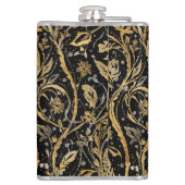 Luxury Black Gold Flowers Pattern, Merry Christmas Heupfles (Achterkant)