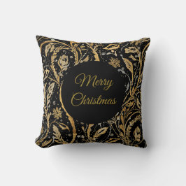 Luxury Black Gold Flowers Pattern, Merry Christmas Kussen