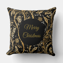 Luxury Black Gold Flowers Pattern, Merry Christmas Kussen