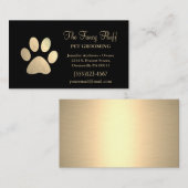 Luxury Black Gold Foil Dog Paw Grooming Service Visitekaartje (Voorkant / Achterkant)