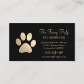 Luxury Black Gold Foil Dog Paw Grooming Service Visitekaartje (Voorkant)