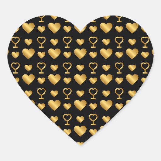 Luxury Black Gold Foil  Hart Sticker (Voorkant)