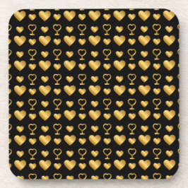 Luxury Black Gold Foil Hearts  Bier Onderzetter