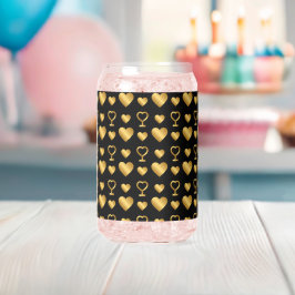 Luxury Black Gold Foil Hearts  Blikvorm Glas