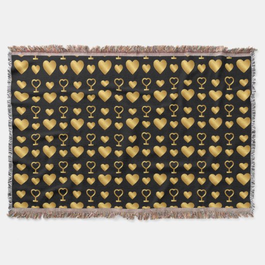 Luxury Black Gold Foil Hearts  Deken (Voorkant)