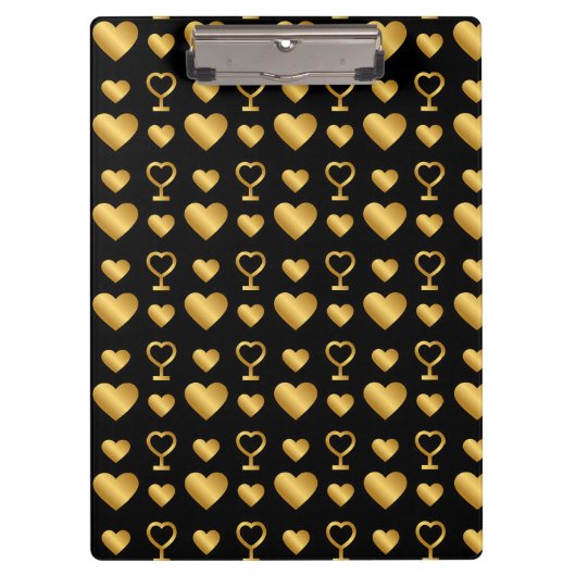 Luxury  Black Gold Foil Hearts  Klembord (Voorkant)