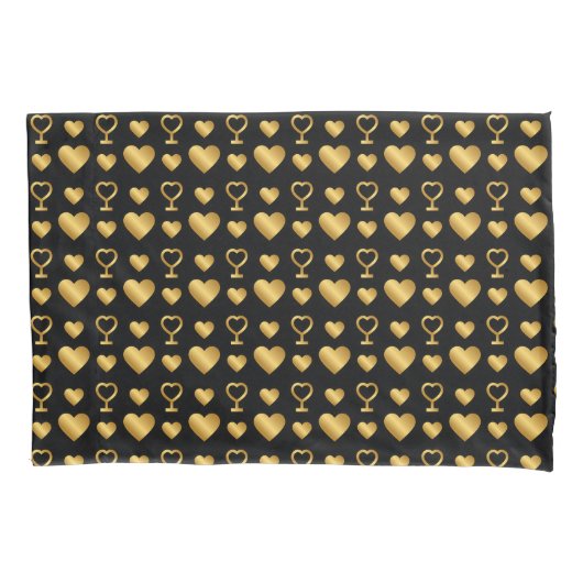 Luxury Black Gold Foil Hearts  Kussensloop (Voorkant)