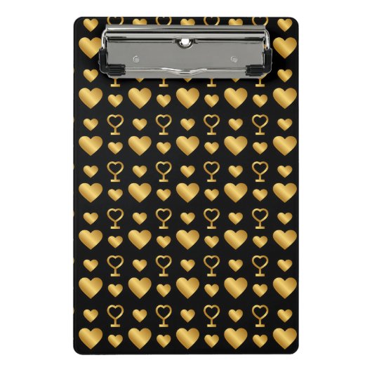 Luxury  Black Gold Foil Hearts  Mini Klembord (Voorkant)