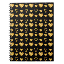 Luxury  Black Gold Foil Hearts  Notitieboek