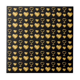 Luxury Black Gold Foil Hearts  Tegeltje
