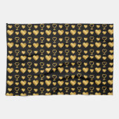 Luxury Black Gold Foil Hearts  Theedoek (Horizontaal)