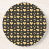 Luxury Black Gold Foil Hearts Zandsteen Onderzetter (Voorkant)