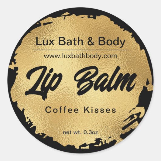 Luxury Black Gold Foil Modern Round Product Labels (Voorkant)
