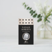 Luxury Black & Gold Geometric Salon & SPA foto Visitekaartje (Staand voorkant)