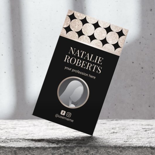Luxury Black & Gold Geometric Salon & SPA foto Visitekaartje