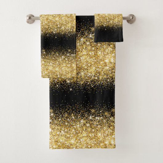 Luxury Black Gold Glitter Bad Handdoek (Insitu)