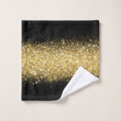 Luxury Black Gold Glitter Bad Handdoek (Wasdoekje)