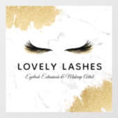 Luxury Black & Gold Glitter Eyelash-Logo marmer Raamsticker (Vel)