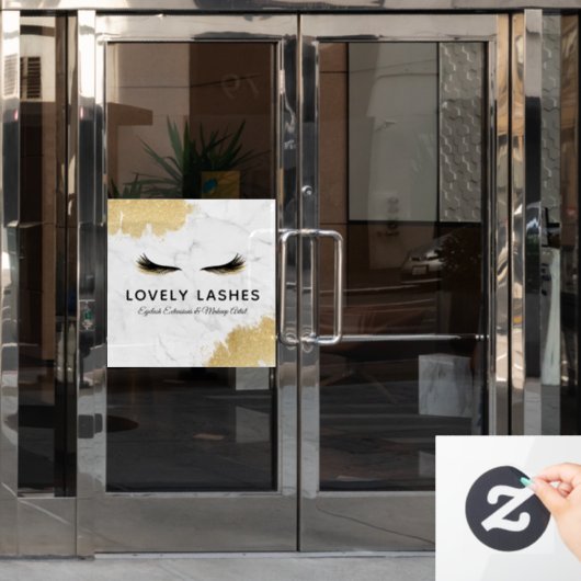Luxury Black & Gold Glitter Eyelash-Logo marmer Raamsticker (Kantoordeur)
