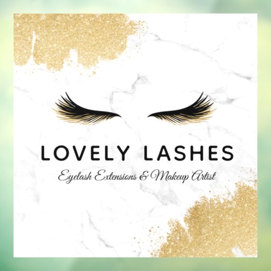 Luxury Black & Gold Glitter Eyelash-Logo marmer Raamsticker (Vel 3)