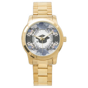 Luxury Black Gold Glitter Floral Afstuderen Horloge