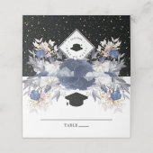 Luxury Black Gold Glitter Floral Afstuderen Plaatskaartje (Buitenkant ongevouwen)