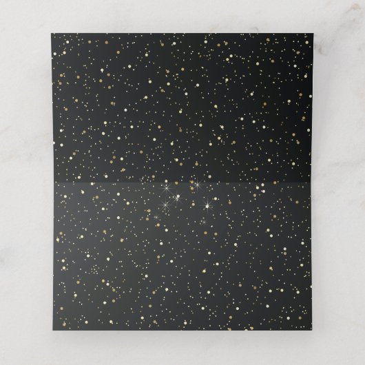 Luxury Black Gold Glitter Floral Afstuderen Plaatskaartje (Binnenkant ongevouwen)