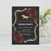 Luxury Black & Gold Glitter Kentucky Derby Invitat Kaart (Staand voorkant)