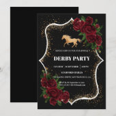 Luxury Black & Gold Glitter Kentucky Derby Invitat Kaart (Voorkant / Achterkant)