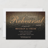 Luxury Black Gold Glitter Rehearsal Dinner Kaart (Voorkant)