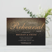 Luxury Black Gold Glitter Rehearsal Dinner Kaart (Staand voorkant)