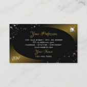 Luxury Black Gold Glitter Stars Diamonds Initialen Visitekaartje (Achterkant)