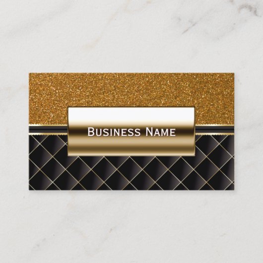 Luxury Black & Gold Glitter-Visitekaartje Visitekaartje (Voorkant)
