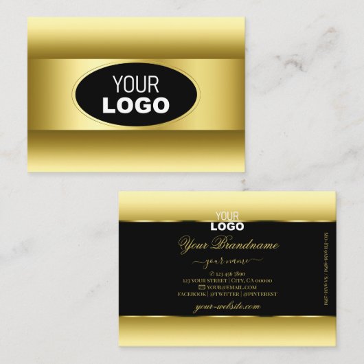 Luxury Black Gold gradiënt Logo Golden Oval Lijst Visitekaartje (Voorkant / Achterkant)