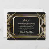 Luxury Black Gold Great Gatsby Weddenschap Harteli Bedankkaart (Achterkant)