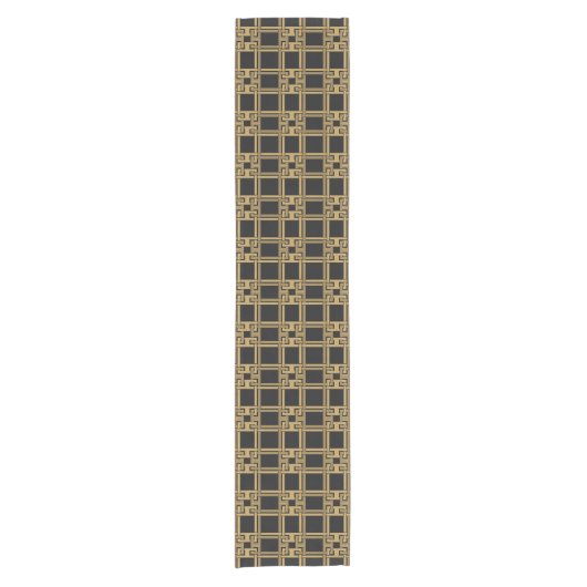 Luxury Black Gold Greek Key Pattern Korte Tafelloper (Voorkant)