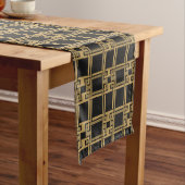 Luxury Black Gold Greek Key Pattern Korte Tafelloper (Voorbeeld)