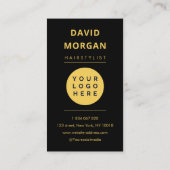 Luxury Black & Gold Hairstylist Scissors Logo Visitekaartje (Achterkant)