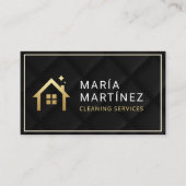 Luxury Black Gold House Cleaning Services Quilted Visitekaartje (Voorkant)