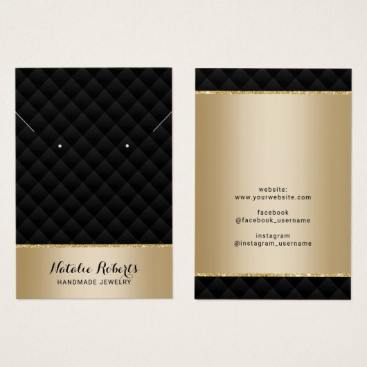 Luxury Black & Gold Jewelry Earring Display Visitekaartje (Voorkant /achterkant)