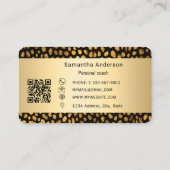 Luxury Black Gold Leopard Print QR Code Visitekaartje (Achterkant)